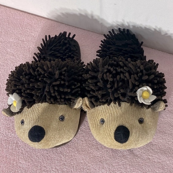 FunForFeet Brown Hedgehog Slippers L - Picture 1 of 15